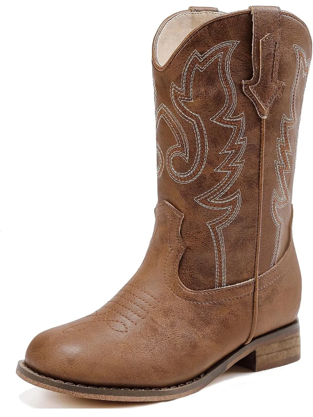 Motasha Boy’s/Girl’s Brown Western Cowboy Boots - Classic Stitch Detail